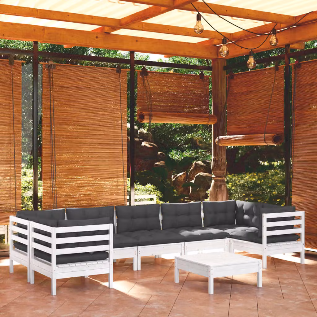Maison Exclusive - Set Divani da Giardino 8 pz con Cuscini BiancLegno di Pino
