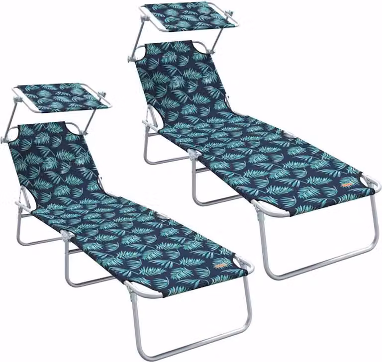 Lettino da sole 2 pcs Verde 58 x 188 x 77cm Poliestere