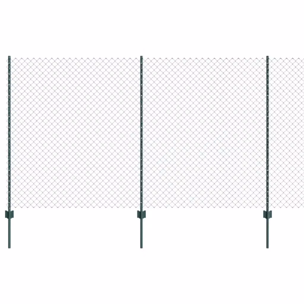 Recinzione a maglie con palo vidaXL in acciaio rivestito in PVC verde L: 10 m, H: 1,4 m – 2