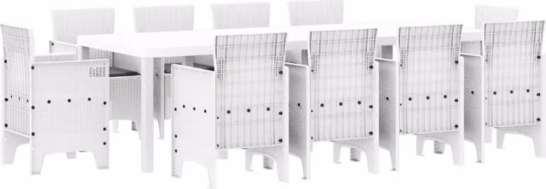 Set da Pranzo per Giardino 11 pcs Bianco Polipropilene