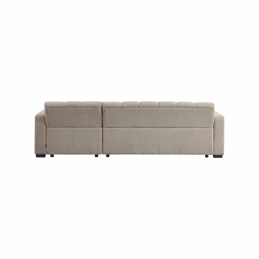 Divano angolare reversibile SWEEEK in tessuto beige a 3 posti con cuscini coordinati per il tuo soggiorno – 2