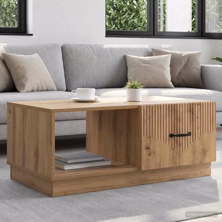 vidaXL Tavolino da salotto moderno in legno color rovere marrone L: 90 cm, P: 50 cm, H: 37 cm