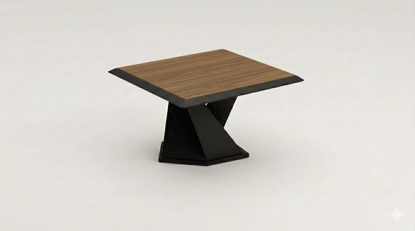 Tavolino da caffè design, colore marrone, materiali: legno e metallo, stile moderno, ideale per il soggiorno