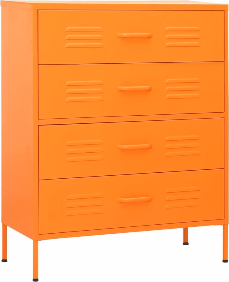 Cassettiera Arancione 80x35x101,5 cm in Acciaio
