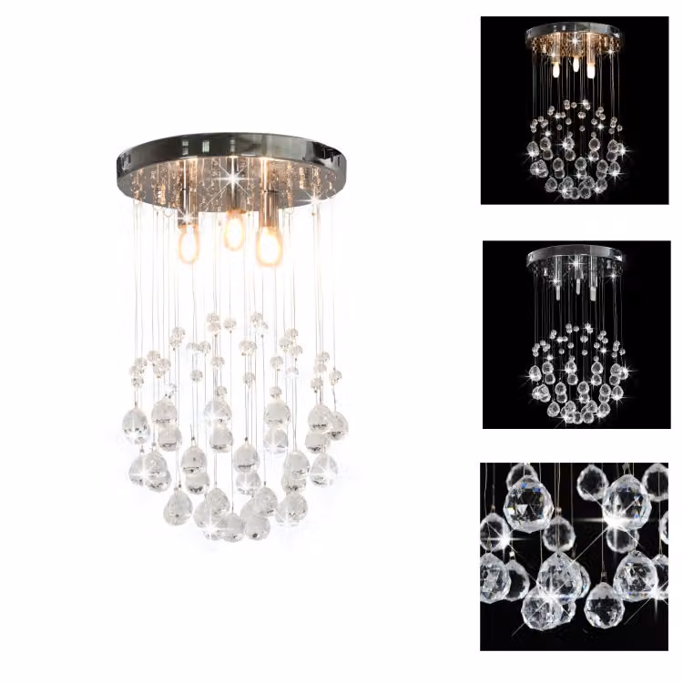 vidaXL Plafoniera con sfere di cristallo argento 3x lampadine G9 - Lampade