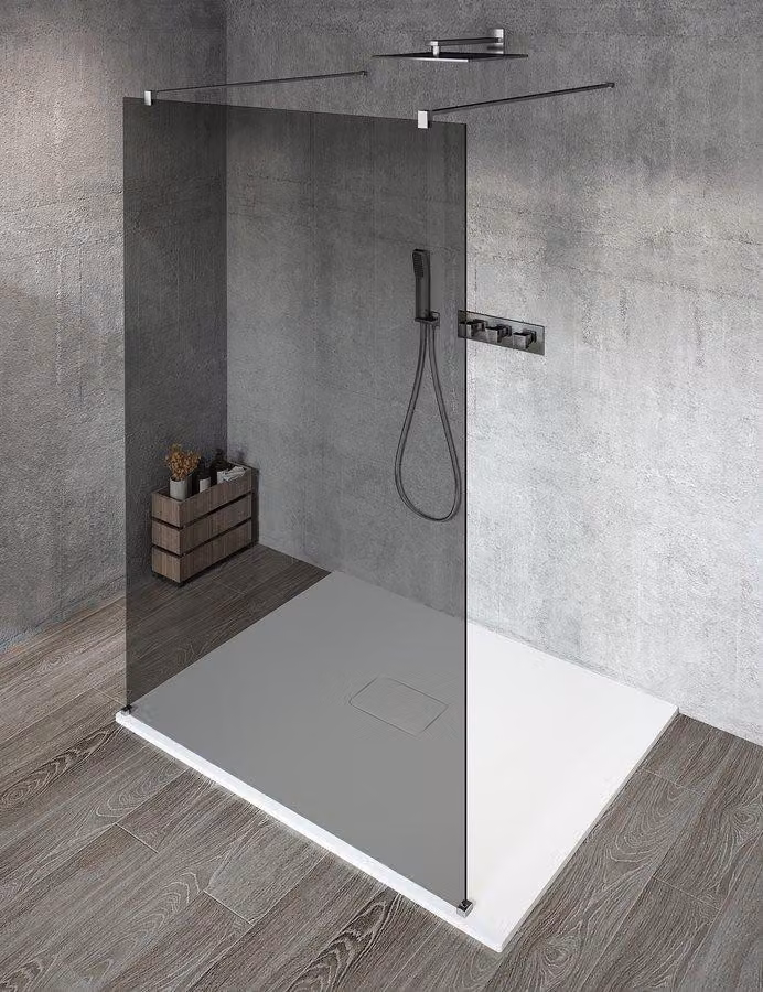 Pannello in vetro per cabina doccia Gelco VARIO CHROME, autoportante, vetro grigio, 900 mm