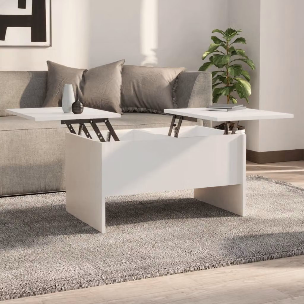 Tavolino The Living Store bianco 80x50x42,5 cm in materiale ligneo