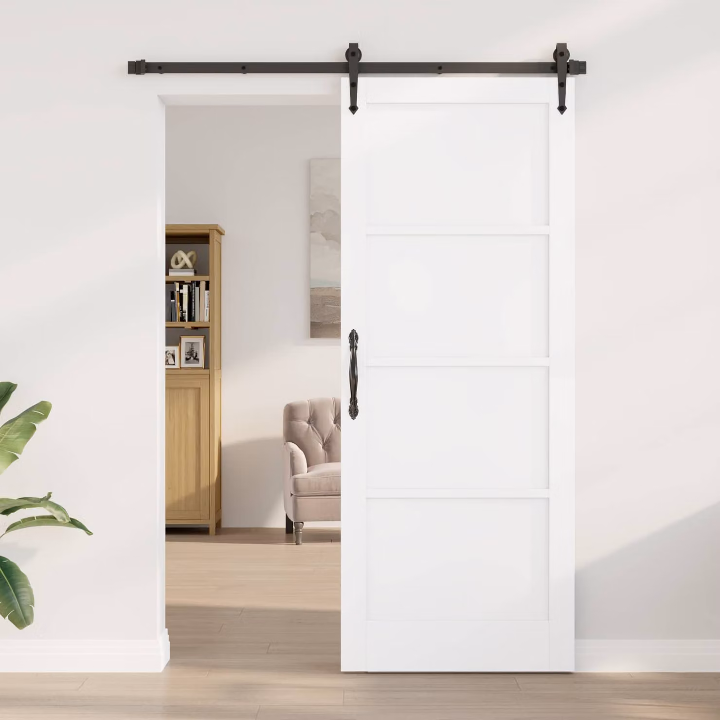 Porta interna scorrevole vidaXL in legno compensato stile rustico, Bianco, L: 83 cm, H: 211 cm