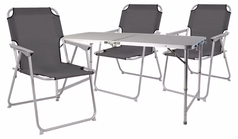 Set di mobili da campeggio in alluminio, composto da 4 pezzi, dimensioni 120x60x58/70 cm, colore antracite