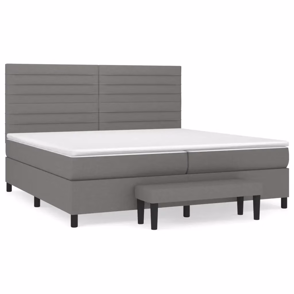 vidaXL Letto Ibrido con Giroletto a Molle e Materasso in Tessuto Grigio e Bianco, L/P/H: 200 x 200 x 28 cm – 2