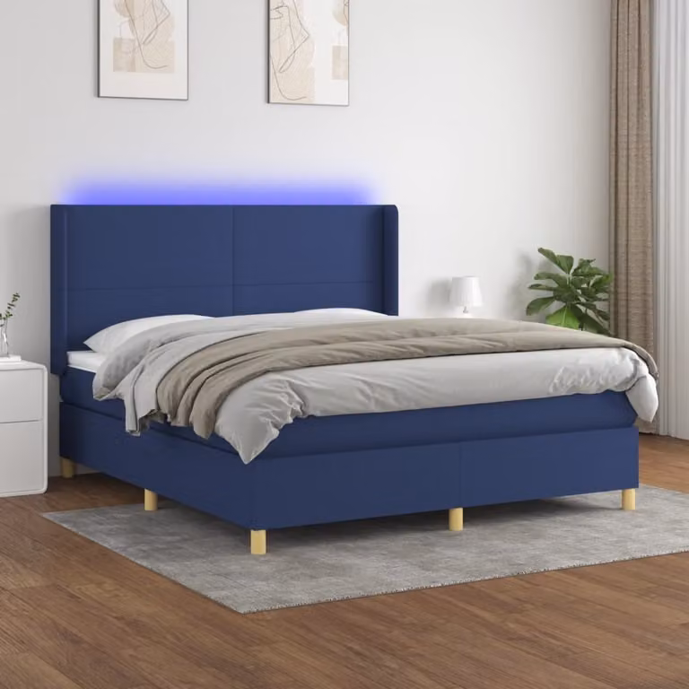 Maison Exclusive - Letto a Molle con Materasso e LED Blu 180x200 cm in Tessuto