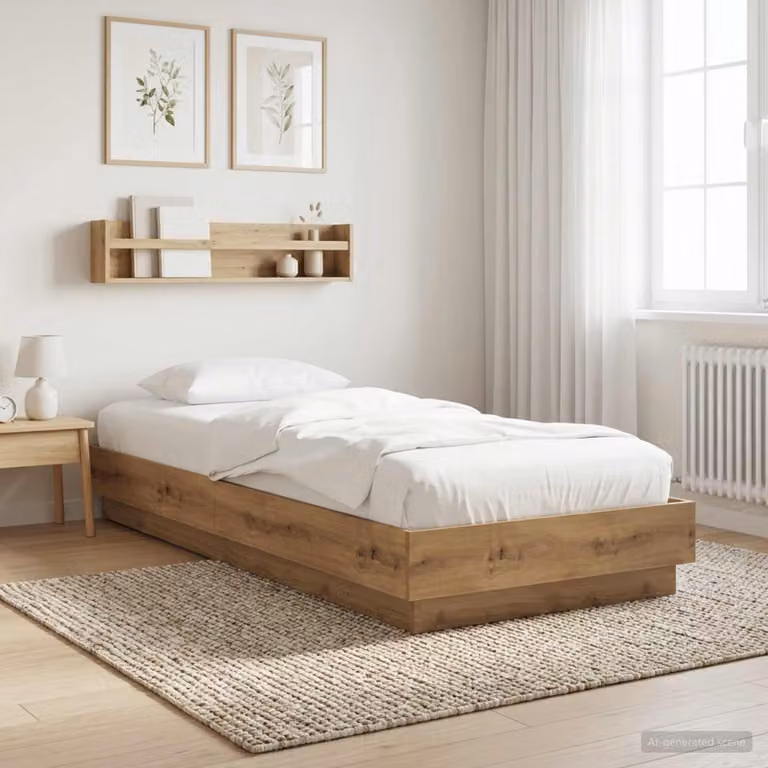 vidaXL Struttura letto a pavimento in legno Rovere, L 200 x P 80 x H 83 cm