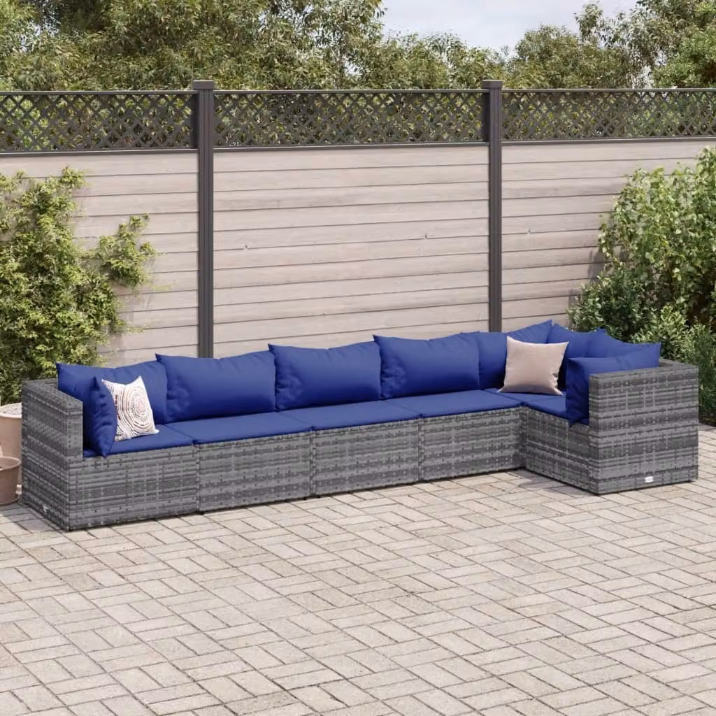 Maison Exclusive - Set da giardino 6 pezzi con cuscini grigio in polyrattan