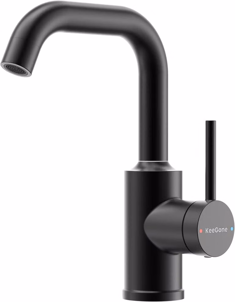 Rubinetto per lavabo, girevole a 360°, finitura nero opaco, acciaio inossidabile, per bagno