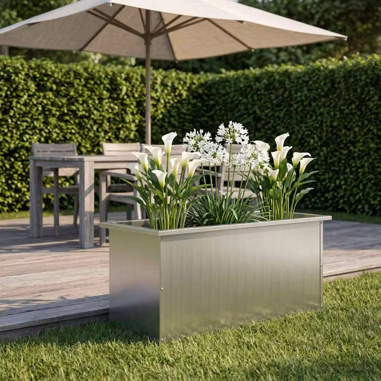 vidaXL Fioriera da giardino con LED Argento 40 x 100 x 40 cm