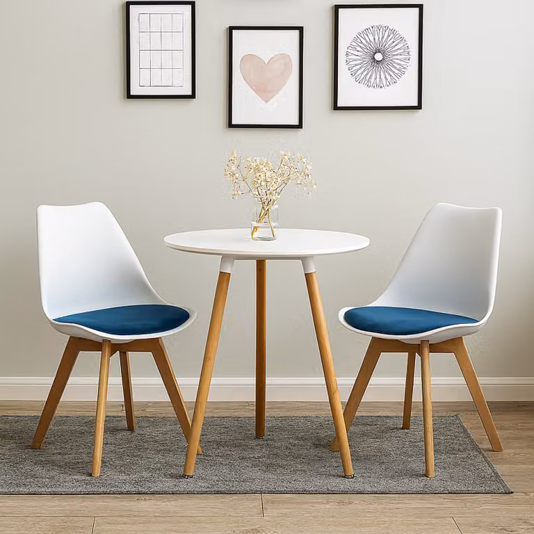 Set di 2 sedie da sala da pranzo in velluto Atlanta bianco/blu