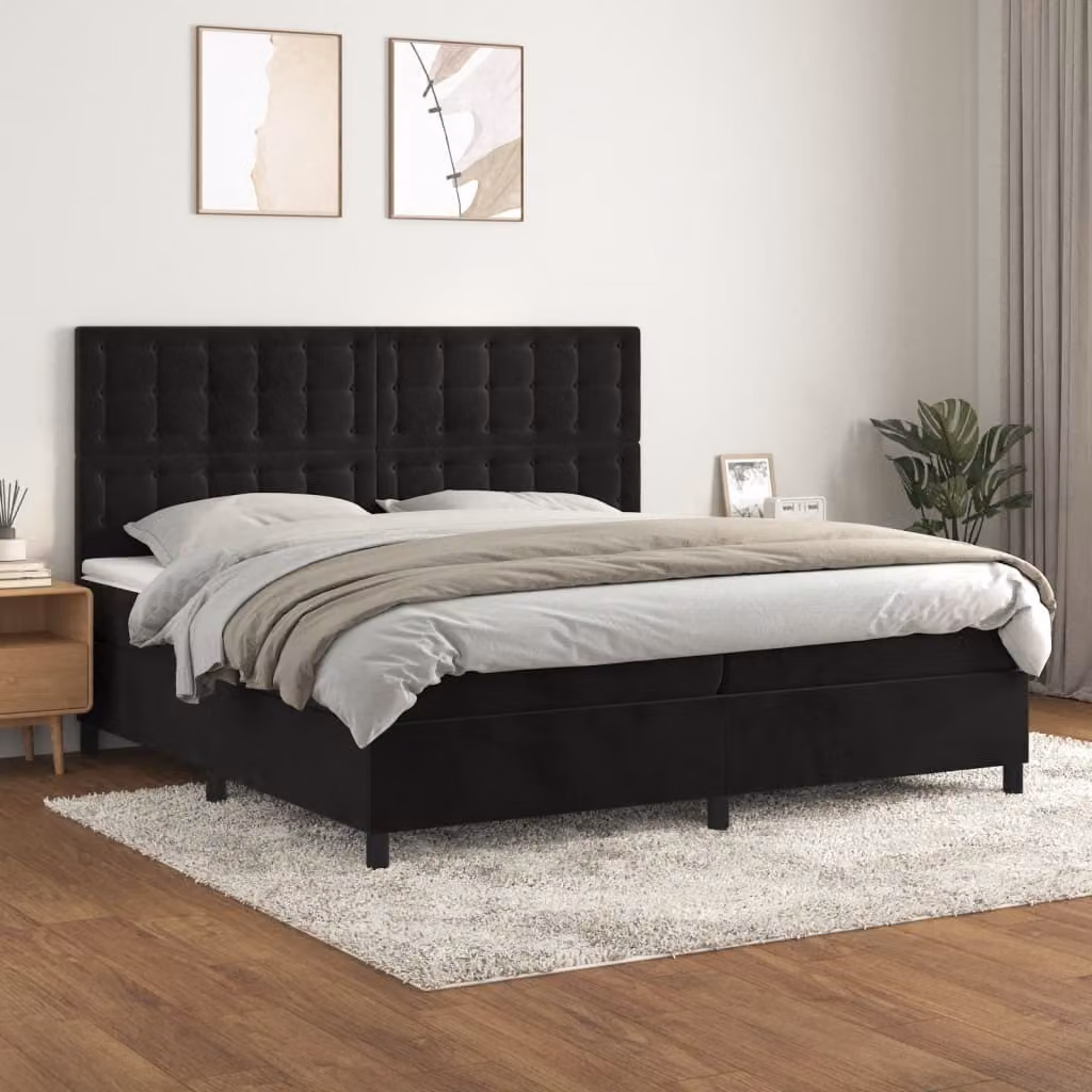 vidaXL Letto boxspring con materasso nero 200x200 cm in velluto - Letto boxspring - Boxspringbetten - Bett - Schlafzimmermöbel