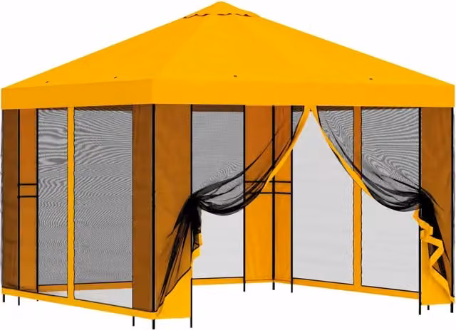 Gazebo | Pergolato da giardino con pareti laterali 3 x 3 m Giallo