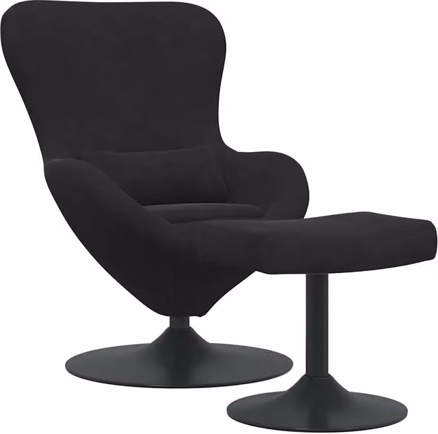 Poltrona | Sedia Egg con Pouf Nero Velluto