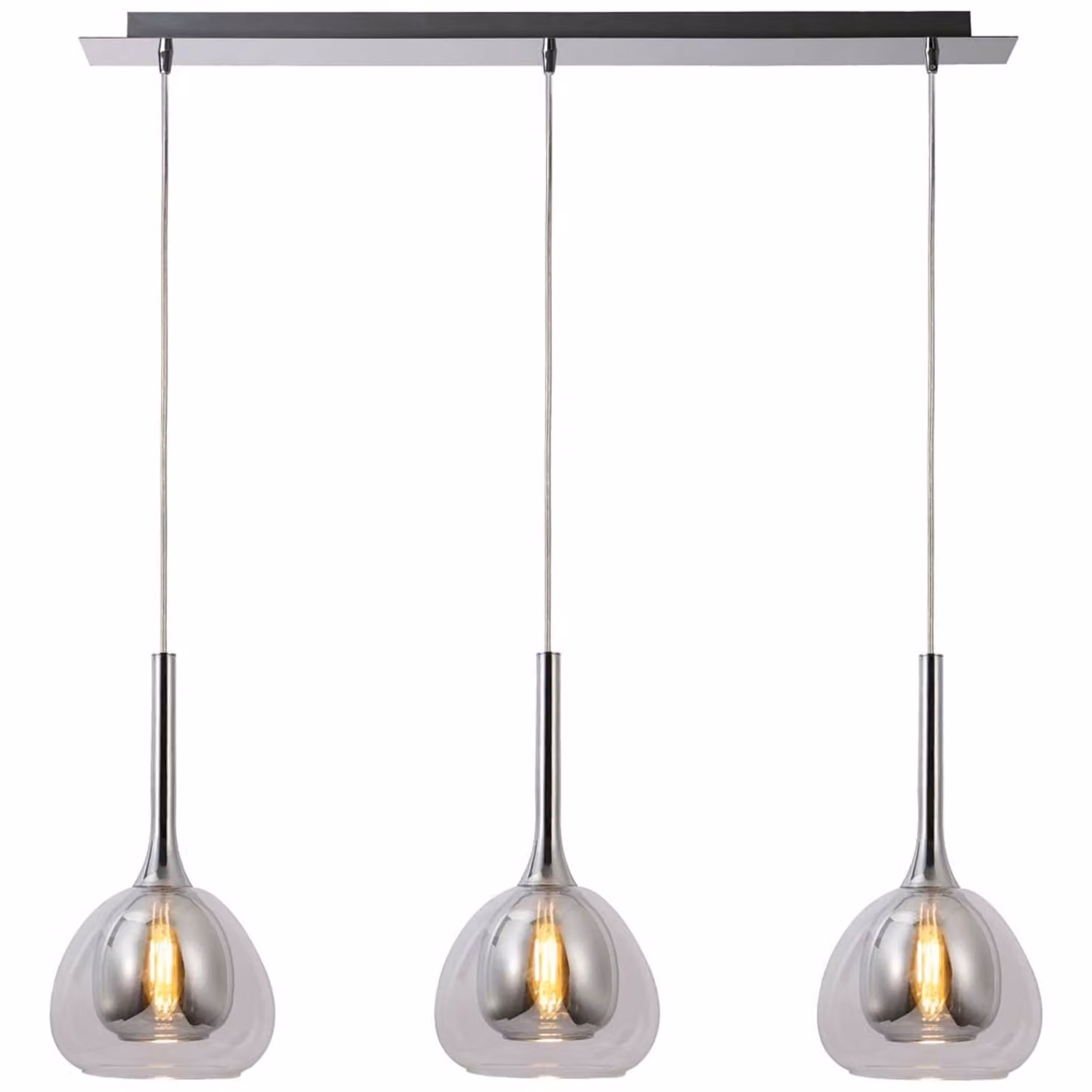 BRILLANTE lampada a sospensione, 3 luci Hadan argento IP20 E14 40 Watt dimmerabile g. f. Lampada a goccia