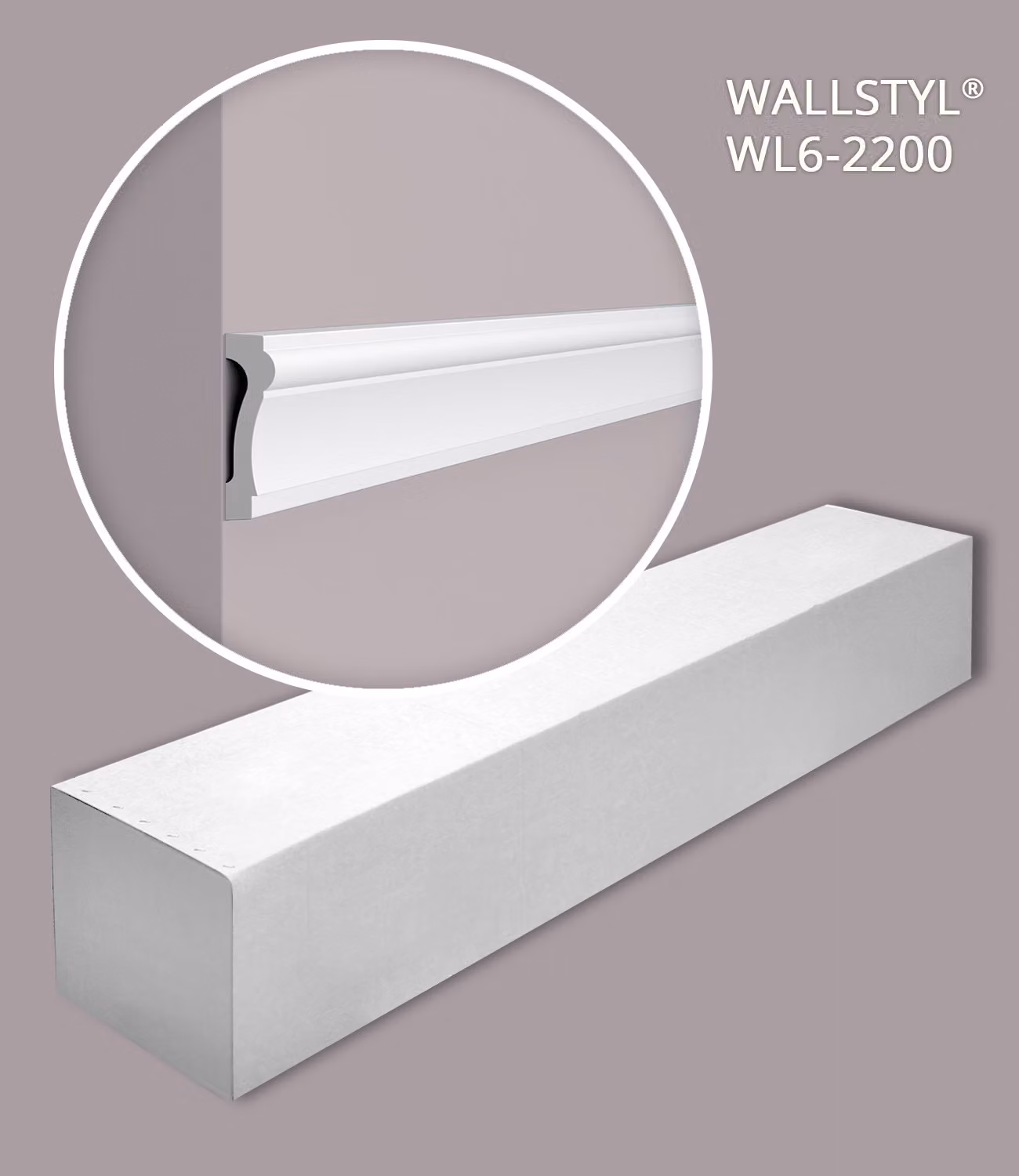 NMC WL6-2200-box WALLSTYL Noel Marquet 1 cartone con 20 listelli decorativi Listelli per porte Stile classico Colore bianco | 44 m