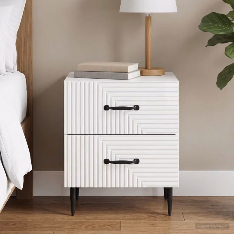 vidaXL Armadio da Notte Moderno Bianco Lucido L 43 cm, P 34,5 cm, H 47,5 cm