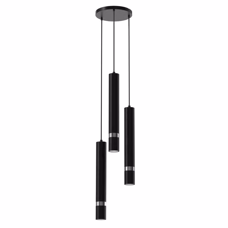 Lampada a sospensione JOKER BLACK/CHROME 3xGU10 - lampada a cilindro moderna di Milagro