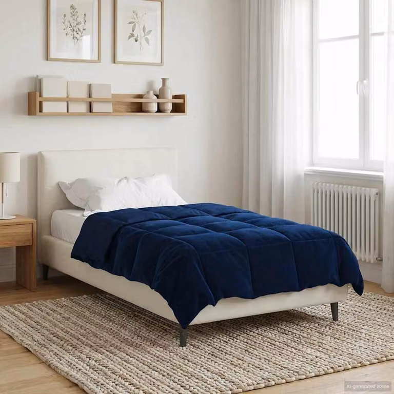 vidaXL Piumone Invernale in Microfibra Traspirabile e Reversibile, Blu, L/P/H: 140 x 220 cm