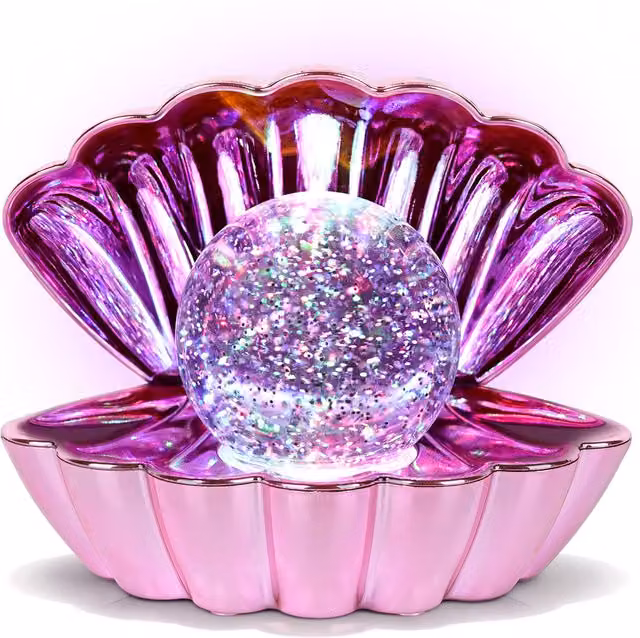 Lampada da tavolo a forma di conchiglia LED KASANOVA con glitter rosa e colori RGB per camera da letto e soggiorno – 1