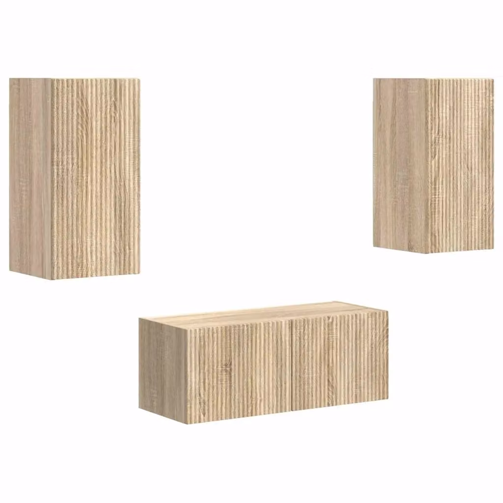 Set di 2 mobili TV moderni vidaXL in legno MDF color beige e marrone per soggiorno – 2