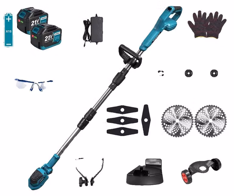 Tagliaerba elettrico, motore brushless, comfort senza fili, 2 batterie
