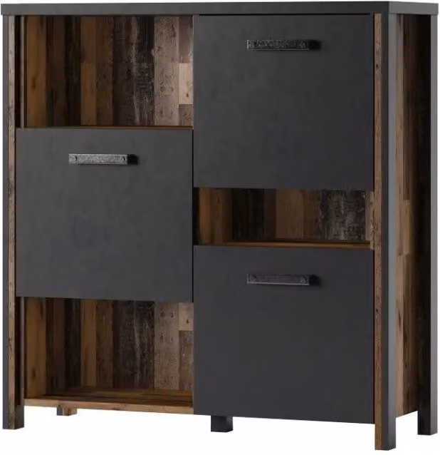 Credenza 110cm collezione WINDSOR. Colori grigio antracite e quercia scura.
