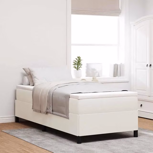 Letto moderno con contenitore a sollevamento vidaXL in tessuto beige L 100 x P 200 cm