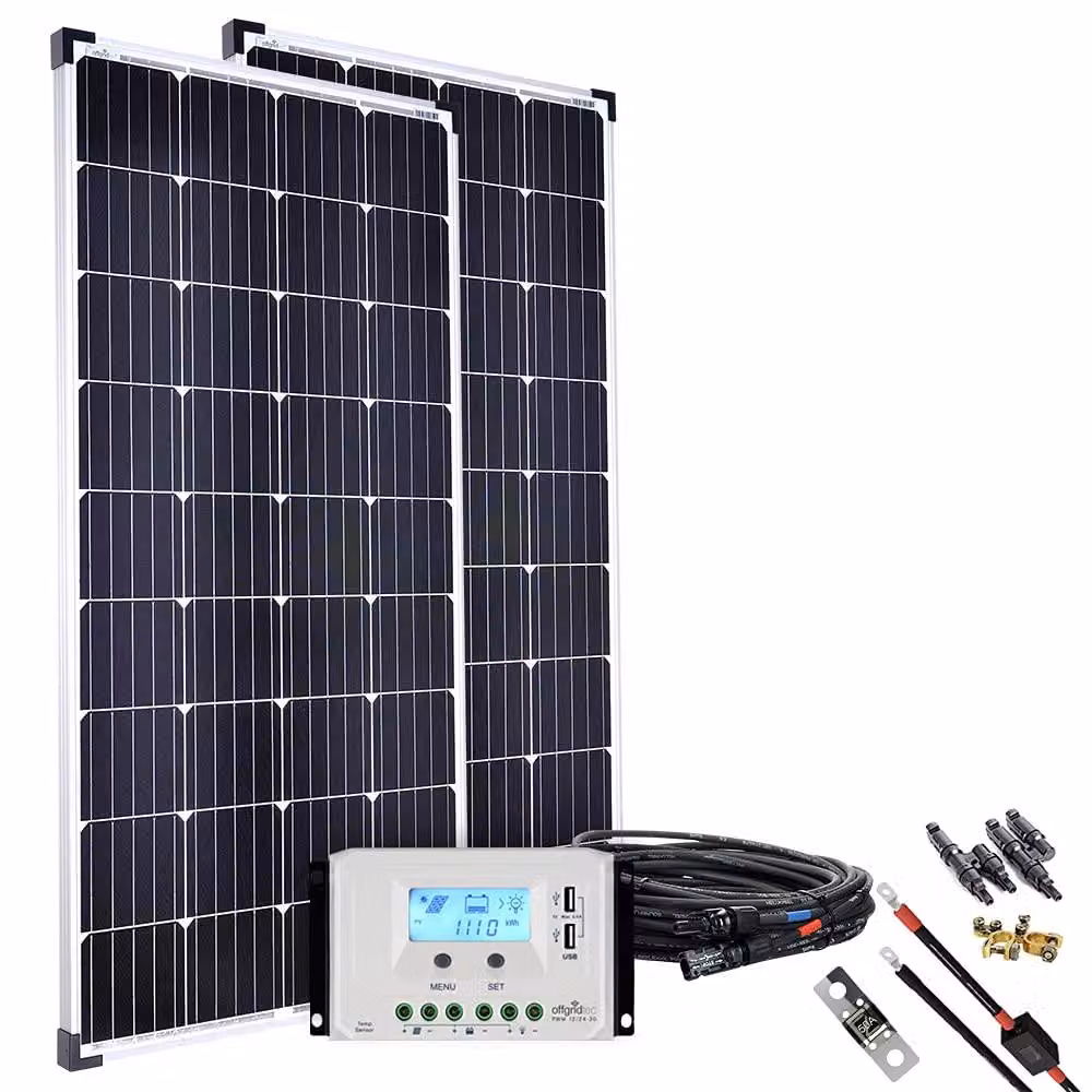 Installazione di pannello solare da 300 W - Regolatore di carica da 45 A - Monocristallino - Kit cavi completo