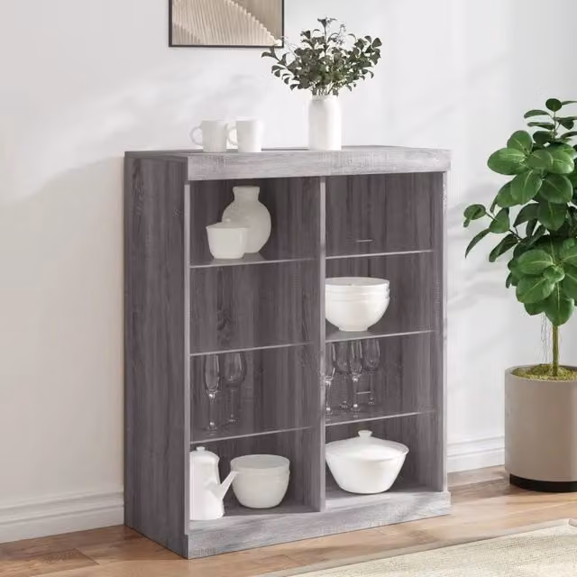 Credenza Buffet Design Mania con Luci LED Grigio Sonoma L: 81 cm, P: 37 cm, H: 100 cm