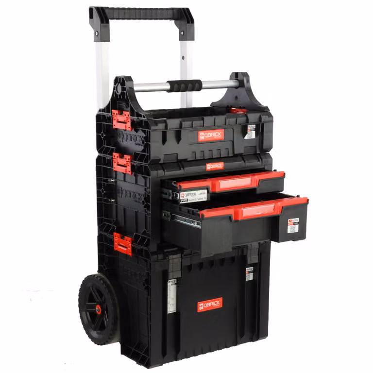 Set di cassette per attrezzi su rotelle, doppio cassetto, cassetta con maniglia, set modulare H 115 cm, garage officina PRO