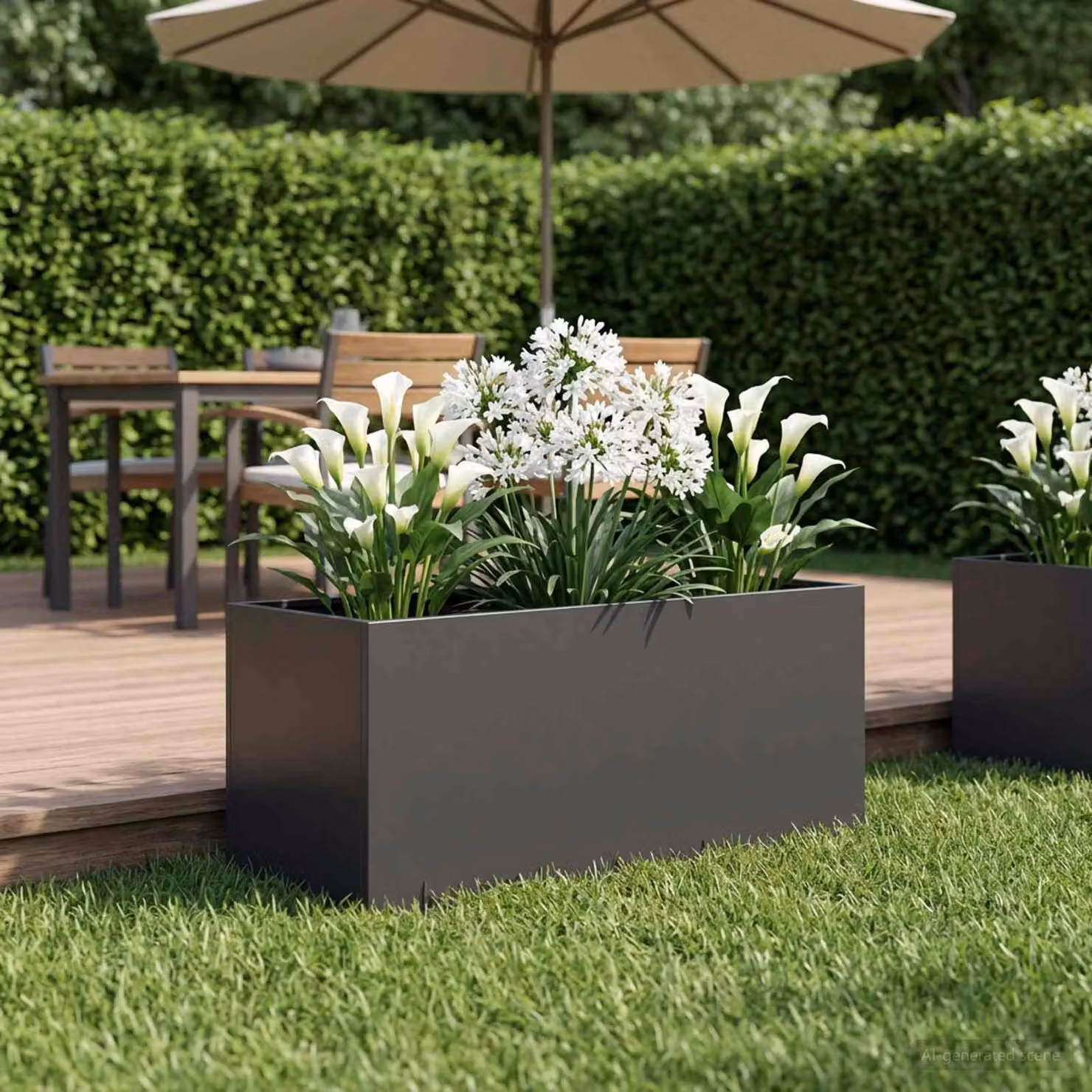 Vaso da giardino vidaXL in acciaio nero L: 80 cm, P: 40 cm, H: 40 cm