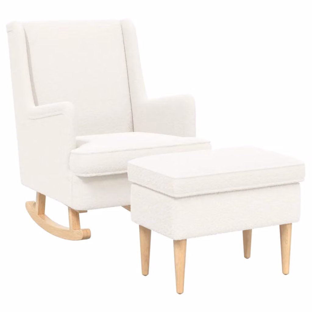 Set di Poltrona con Ottoman vidaXL in tessuto Bouclé Beige per Soggiorno e Camera da Letto – 2