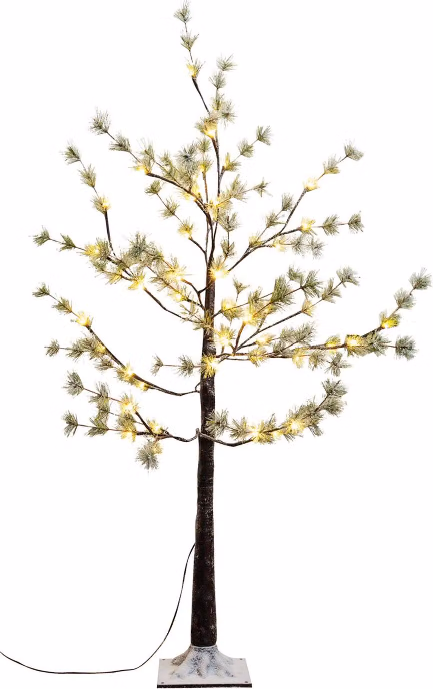 Albero MagicHome Natalizio, Pino, 48 LED bianco caldo, illuminazione semplice, innevato, 120 cm
