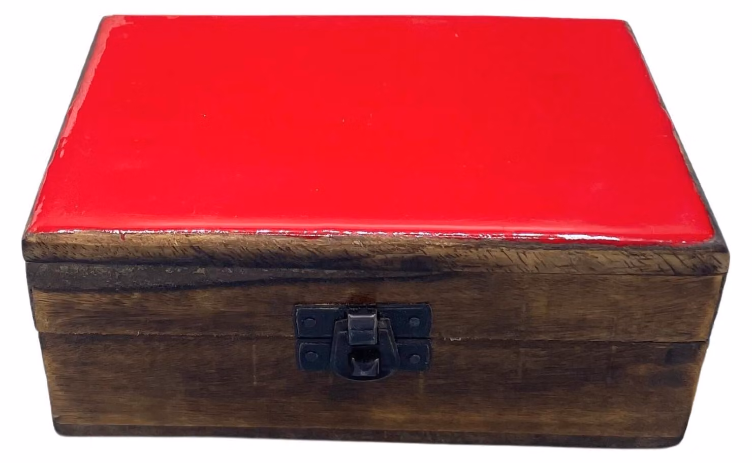 Scatola media in Vetroceramica smaltata - 15x10x6 cm - di colore rosso