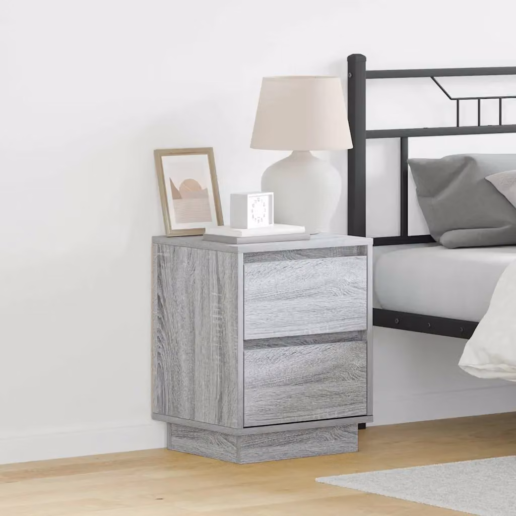 Armadio da notte moderno vidaXL in legno ingegnerizzato grigio L: 39 cm, P: 34,5 cm, H: 50 cm
