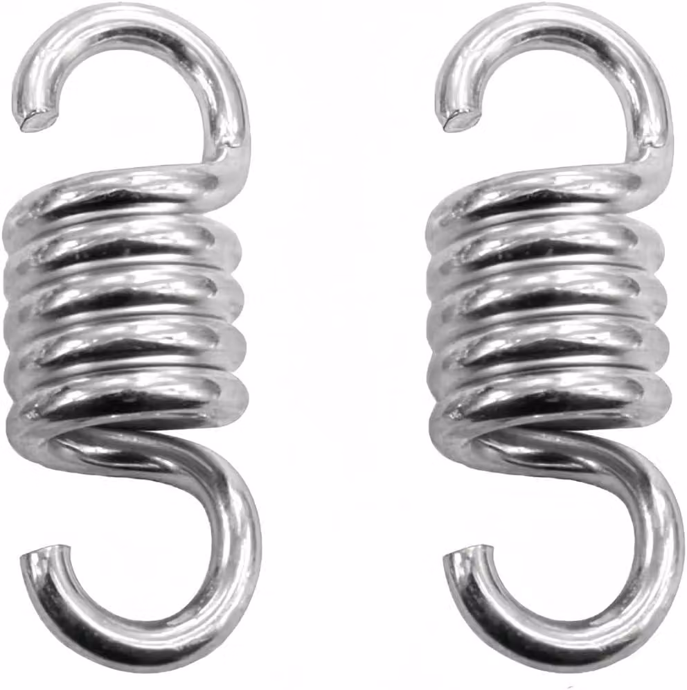 Set di 2 supporti a molla in acciaio, color argento, per sedie a dondolo da interno ed esterno, ideali per sedie sospese
