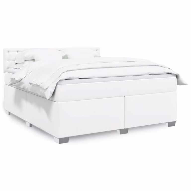 vidaXL Giroletto a Molle con Materasso Ibrido Bianco in Similpelle e Tessuto L: 180 cm, P: 200 cm