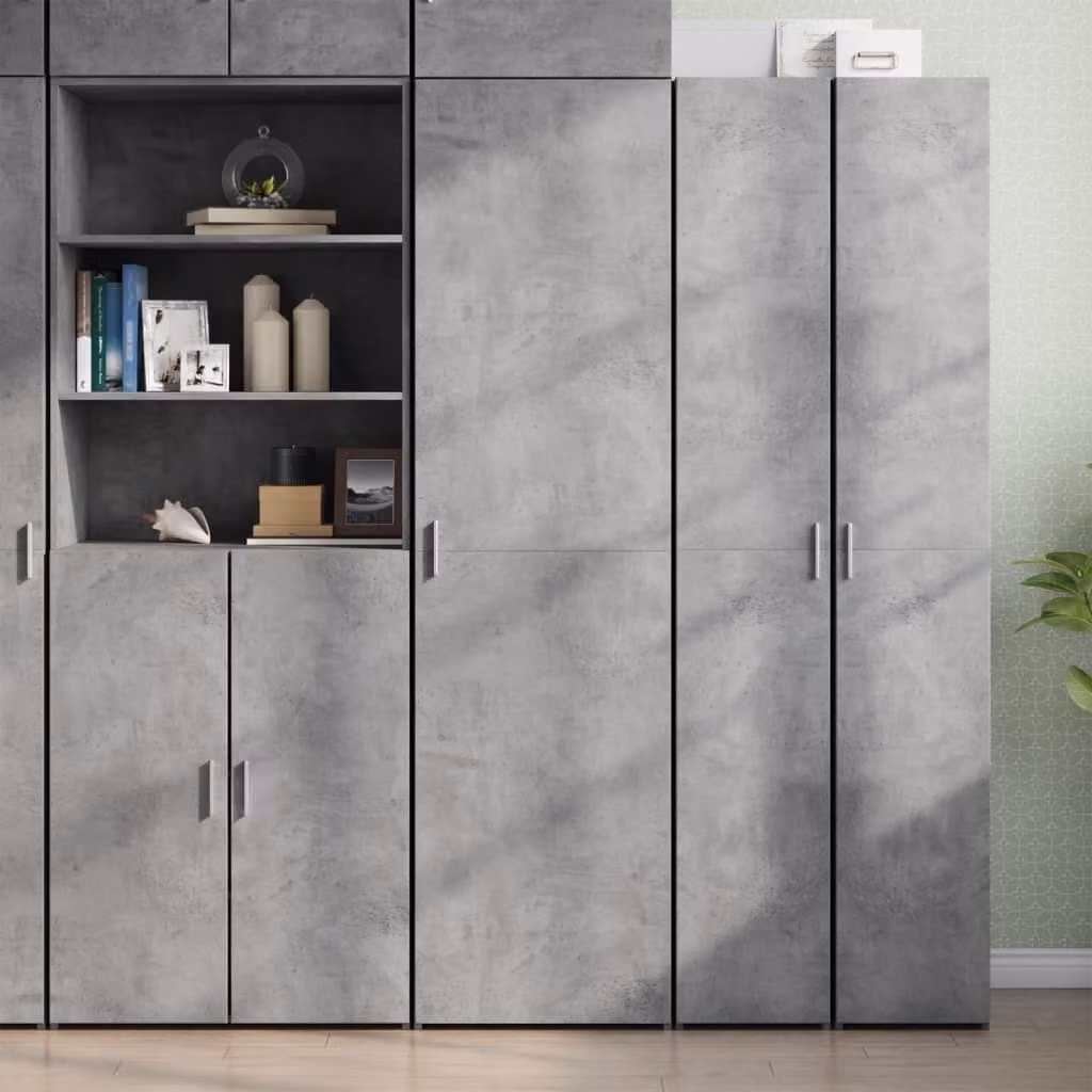 vidaXL Credenza grigio cemento 50x42,5x185 cm materiale a base di legno