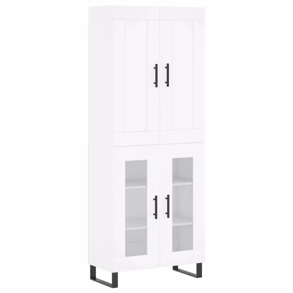 Credenza moderna bianca da parete vidaXL in legno, metallo e vetro L: 69,5 cm, P: 34 cm, H: 180 cm – 2