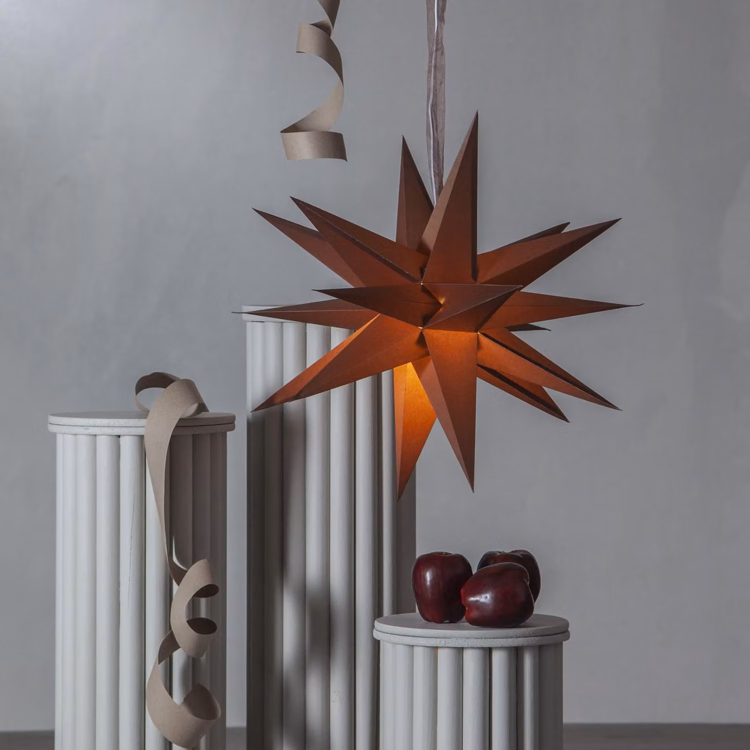 stella 3D "Dicembre" in carta, 18 punte, marrone, Ø 45 cm