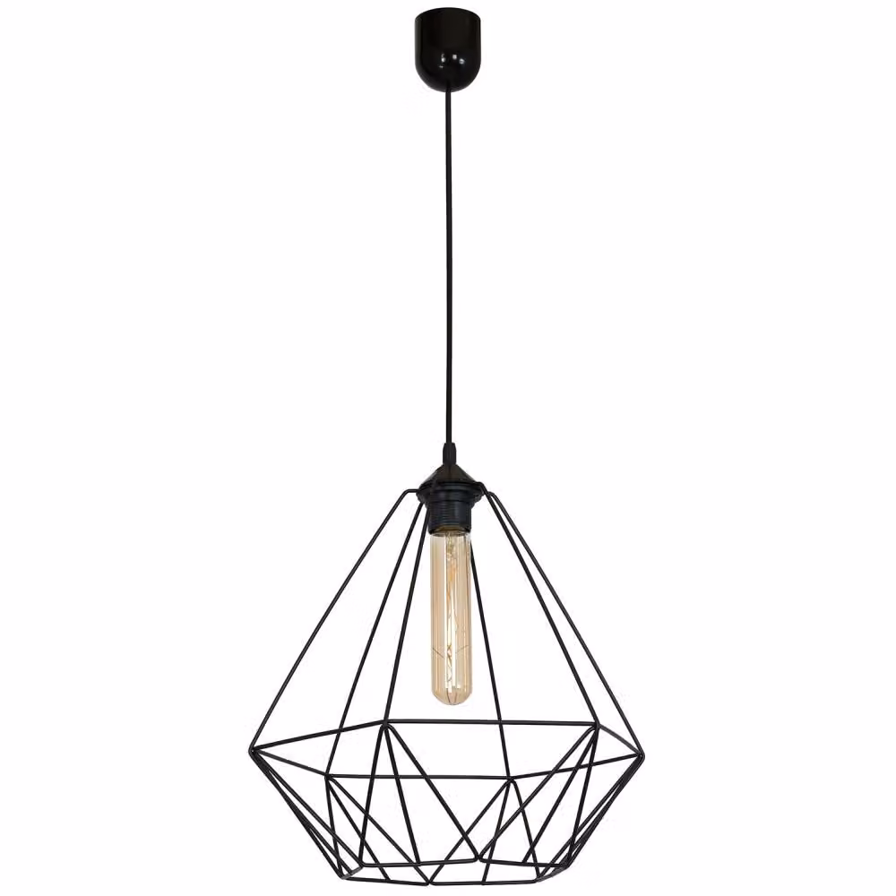 Lampada a sospensione Basket NEW nero opaco 1xE27x15W metallo dim.: 90x35x35 cm IP20 Luminex