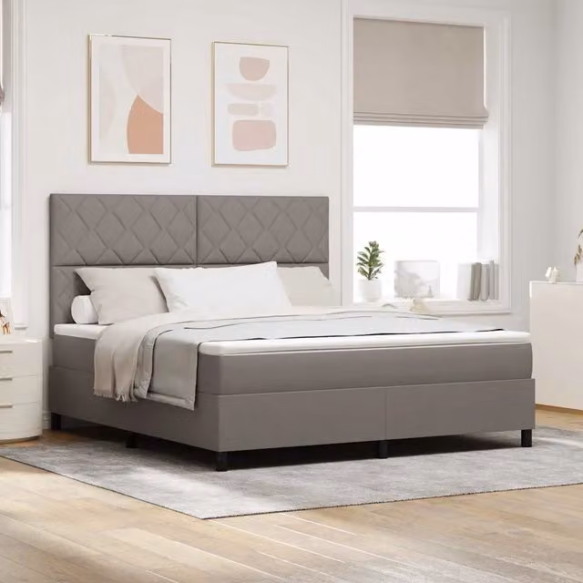 Letto a molle con testiera Talpa vidaXL in tessuto beige o grigio L/P: 180 x 200 cm – 1