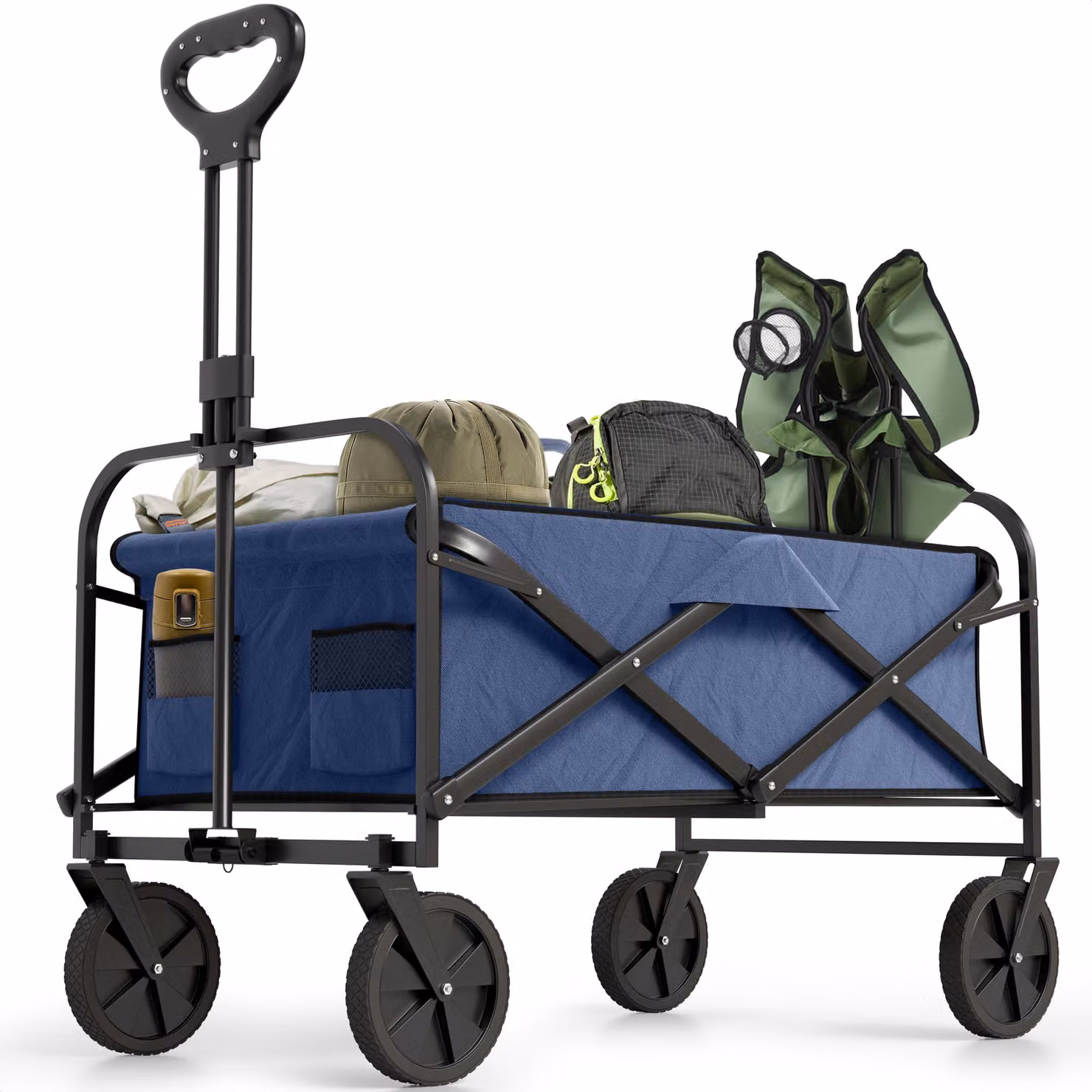 Avalo Carrello Pieghevole - Pieghevole - Fino a 90KG - 80x47x49 CM - 80L - Ruote a 360° - Blu