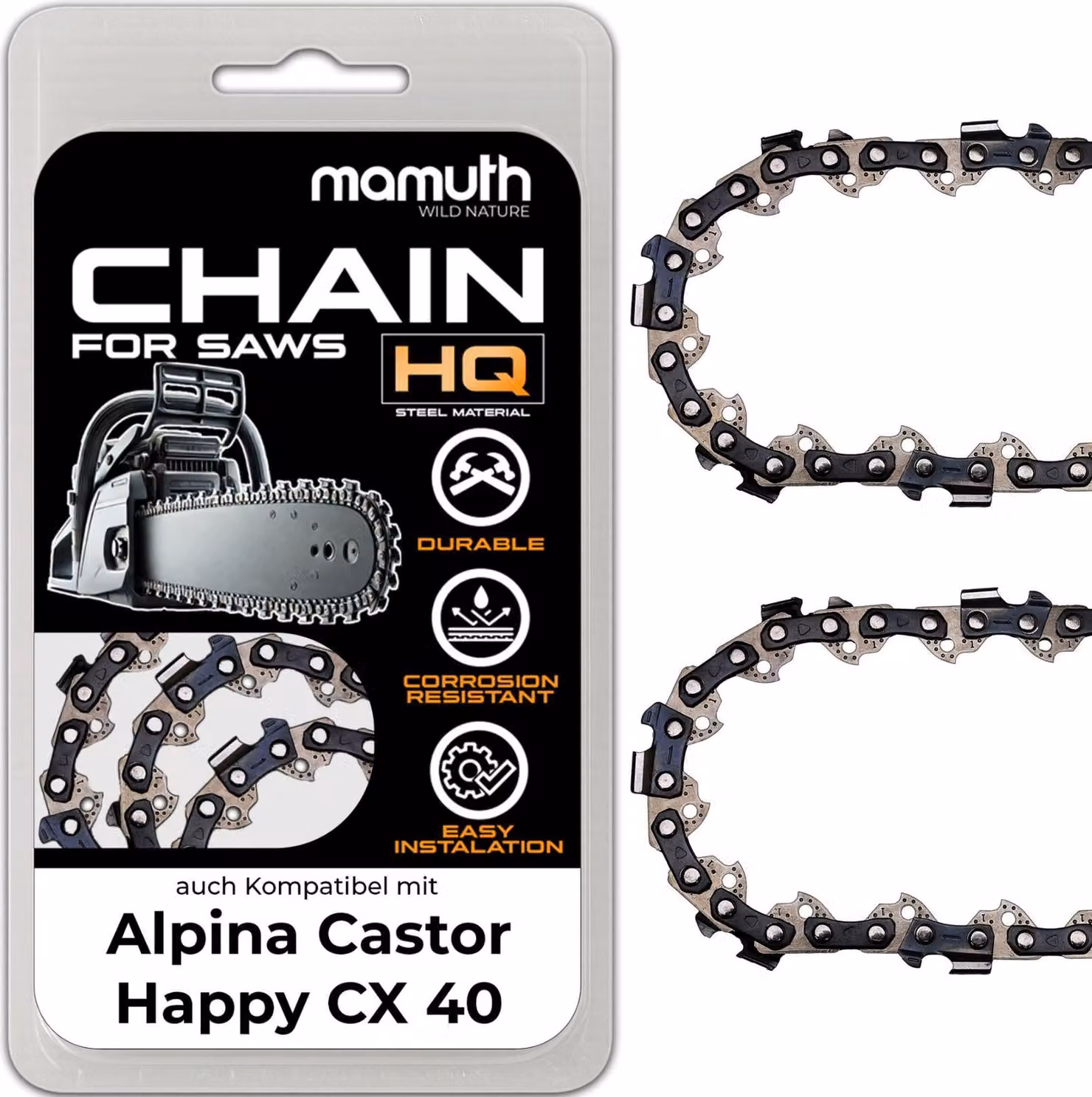 2x catena per motosega 30cm 1,3mm 3/8" 45 TG per Alpina Castor Happy CX 40